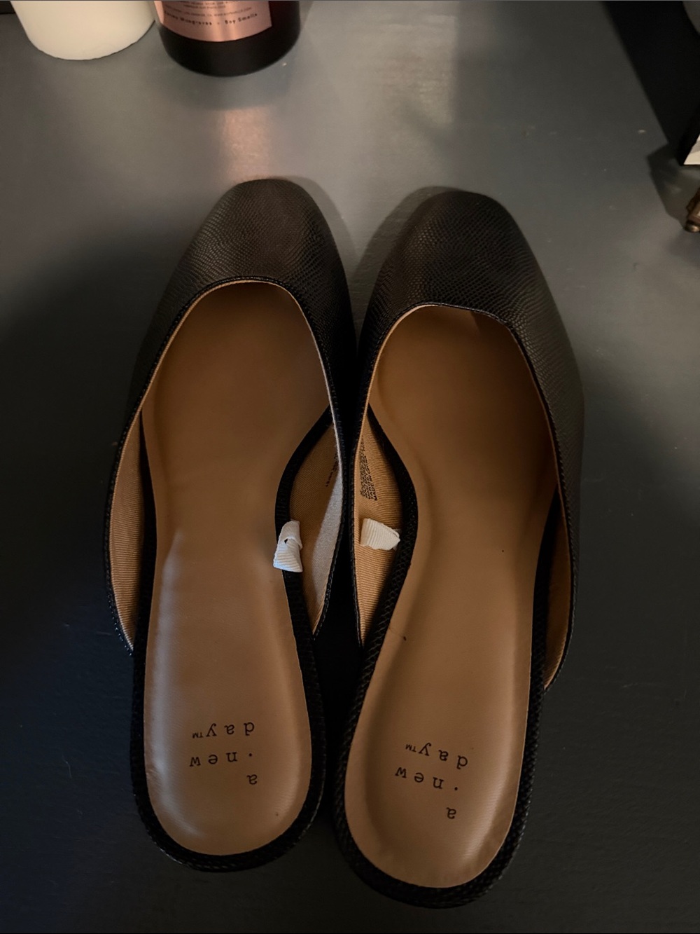 a new day Black Textured Slip-On Women's Flats
